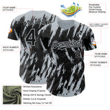 Custom Black Silver 3D Pattern Design Splatter Torn Sharp Brush Stroke Authentic Baseball Jersey