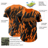 Custom Black Bay Orange 3D Pattern Design Splatter Torn Sharp Brush Stroke Authentic Baseball Jersey