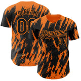 Custom Black Bay Orange 3D Pattern Design Splatter Torn Sharp Brush Stroke Authentic Baseball Jersey