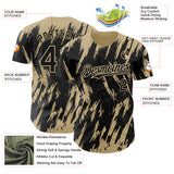 Custom Black Vegas Gold 3D Pattern Design Splatter Torn Sharp Brush Stroke Authentic Baseball Jersey