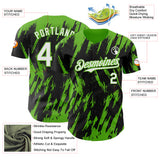 Custom Black White-Aurora Green 3D Pattern Design Splatter Torn Sharp Brush Stroke Authentic Baseball Jersey