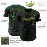 Custom Black Green-Old Gold 3D Pattern Design Splatter Torn Sharp Brush Stroke Authentic Baseball Jersey