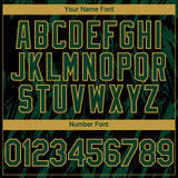 Custom Black Green-Old Gold 3D Pattern Design Splatter Torn Sharp Brush Stroke Authentic Baseball Jersey