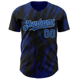 Custom Black US Navy Blue-Light Blue 3D Pattern Design Splatter Torn Sharp Brush Stroke Authentic Baseball Jersey
