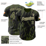 Custom Black Olive-Cream 3D Pattern Design Splatter Torn Sharp Brush Stroke Authentic Baseball Jersey