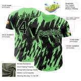 Custom Black Pea Green 3D Pattern Design Splatter Torn Sharp Brush Stroke Authentic Baseball Jersey
