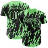 Custom Black Pea Green 3D Pattern Design Splatter Torn Sharp Brush Stroke Authentic Baseball Jersey