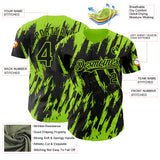 Custom Black Neon Green 3D Pattern Design Splatter Torn Sharp Brush Stroke Authentic Baseball Jersey