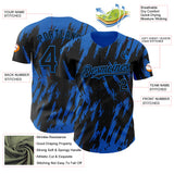 Custom Black Blue 3D Pattern Design Splatter Torn Sharp Brush Stroke Authentic Baseball Jersey