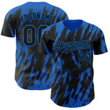 Custom Black Blue 3D Pattern Design Splatter Torn Sharp Brush Stroke Authentic Baseball Jersey