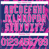 Custom Royal Deep Pink-White 3D Pattern Design Splatter Torn Sharp Brush Stroke Authentic Baseball Jersey