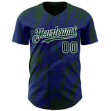 Custom Royal Green-White 3D Pattern Design Splatter Torn Sharp Brush Stroke Authentic Baseball Jersey