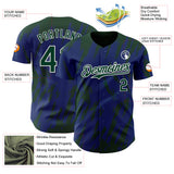Custom Royal Green-White 3D Pattern Design Splatter Torn Sharp Brush Stroke Authentic Baseball Jersey