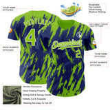 Custom Royal Neon Green-White 3D Pattern Design Splatter Torn Sharp Brush Stroke Authentic Baseball Jersey