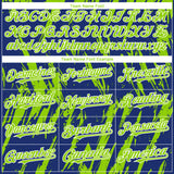 Custom Royal Neon Green-White 3D Pattern Design Splatter Torn Sharp Brush Stroke Authentic Baseball Jersey