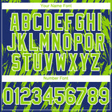 Custom Royal Neon Green-White 3D Pattern Design Splatter Torn Sharp Brush Stroke Authentic Baseball Jersey