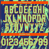 Custom Royal Pea Green-Orange 3D Pattern Design Splatter Torn Sharp Brush Stroke Authentic Baseball Jersey