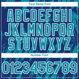 Custom Royal Teal-White 3D Pattern Design Splatter Torn Sharp Brush Stroke Authentic Baseball Jersey