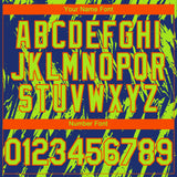 Custom Royal Neon Green-Orange 3D Pattern Design Splatter Torn Sharp Brush Stroke Authentic Baseball Jersey