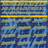 Custom Royal Powder Blue-Yellow 3D Pattern Design Splatter Torn Sharp Brush Stroke Authentic Baseball Jersey