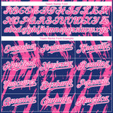 Custom Royal Pink-White 3D Pattern Design Splatter Torn Sharp Brush Stroke Authentic Baseball Jersey