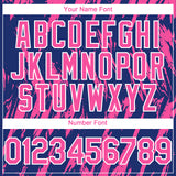 Custom Royal Pink-White 3D Pattern Design Splatter Torn Sharp Brush Stroke Authentic Baseball Jersey