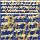 Custom Royal White-Old Gold 3D Pattern Design Splatter Torn Sharp Brush Stroke Authentic Baseball Jersey