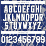 Custom Royal White-Gray 3D Pattern Design Splatter Torn Sharp Brush Stroke Authentic Baseball Jersey