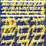 Custom Royal White-Yellow 3D Pattern Design Splatter Torn Sharp Brush Stroke Authentic Baseball Jersey