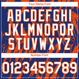 Custom Royal White-Orange 3D Pattern Design Splatter Torn Sharp Brush Stroke Authentic Baseball Jersey