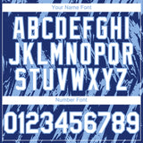 Custom Royal White-Light Blue 3D Pattern Design Splatter Torn Sharp Brush Stroke Authentic Baseball Jersey