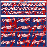 Custom Royal White-Red 3D Pattern Design Splatter Torn Sharp Brush Stroke Authentic Baseball Jersey