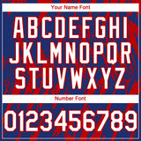 Custom Royal White-Red 3D Pattern Design Splatter Torn Sharp Brush Stroke Authentic Baseball Jersey