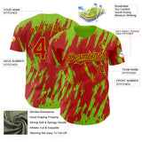 Custom Red Neon Green 3D Pattern Design Splatter Torn Sharp Brush Stroke Authentic Baseball Jersey