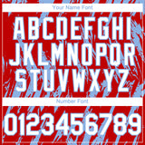 Custom Red White-Light Blue 3D Pattern Design Splatter Torn Sharp Brush Stroke Authentic Baseball Jersey