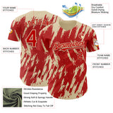Custom Red Cream 3D Pattern Design Splatter Torn Sharp Brush Stroke Authentic Baseball Jersey