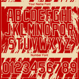 Custom Red Cream 3D Pattern Design Splatter Torn Sharp Brush Stroke Authentic Baseball Jersey