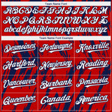 Custom Red White-Navy 3D Pattern Design Splatter Torn Sharp Brush Stroke Authentic Baseball Jersey