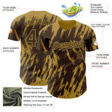 Custom Brown Old Gold 3D Pattern Design Splatter Torn Sharp Brush Stroke Authentic Baseball Jersey