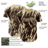 Custom Brown Cream 3D Pattern Design Splatter Torn Sharp Brush Stroke Authentic Baseball Jersey
