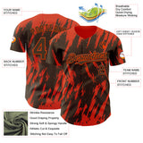 Custom Brown Orange 3D Pattern Design Splatter Torn Sharp Brush Stroke Authentic Baseball Jersey