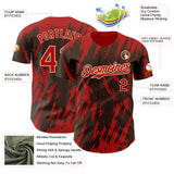 Custom Brown Red-White 3D Pattern Design Splatter Torn Sharp Brush Stroke Authentic Baseball Jersey