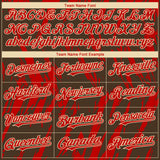 Custom Brown Red-White 3D Pattern Design Splatter Torn Sharp Brush Stroke Authentic Baseball Jersey