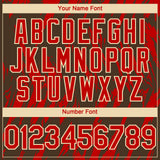 Custom Brown Red-White 3D Pattern Design Splatter Torn Sharp Brush Stroke Authentic Baseball Jersey