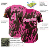 Custom Brown Pink-White 3D Pattern Design Splatter Torn Sharp Brush Stroke Authentic Baseball Jersey