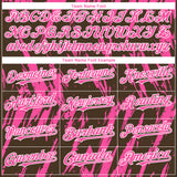 Custom Brown Pink-White 3D Pattern Design Splatter Torn Sharp Brush Stroke Authentic Baseball Jersey