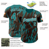 Custom Brown Teal-White 3D Pattern Design Splatter Torn Sharp Brush Stroke Authentic Baseball Jersey