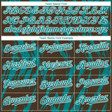 Custom Brown Teal-White 3D Pattern Design Splatter Torn Sharp Brush Stroke Authentic Baseball Jersey