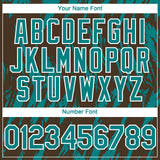 Custom Brown Teal-White 3D Pattern Design Splatter Torn Sharp Brush Stroke Authentic Baseball Jersey