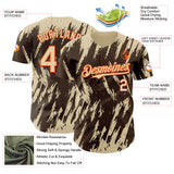 Custom Brown Cream-Orange 3D Pattern Design Splatter Torn Sharp Brush Stroke Authentic Baseball Jersey